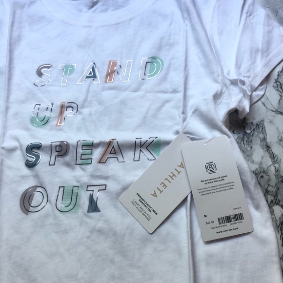 ATHLETA Daily Crew Graphic Tee Stand Up Speak Out - Picture 3 of 4